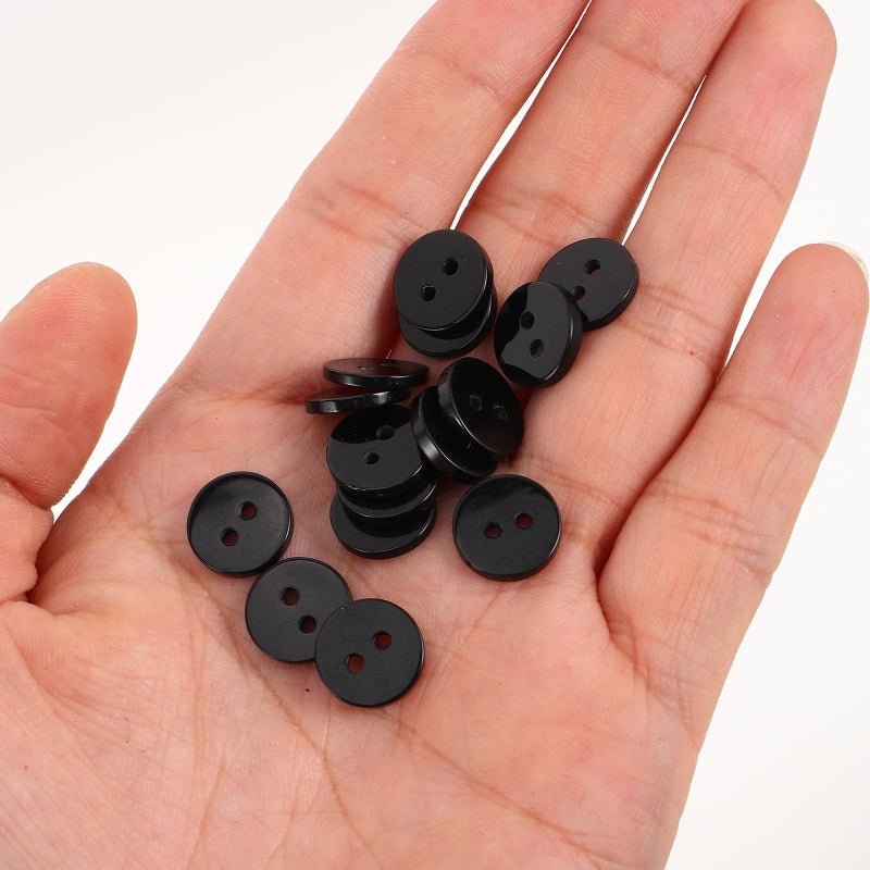 Black Plastic Shirt Buttons 200pcs 11 5mm Flat Round Fasteners For Sewing Apparel Crafting - Image 5