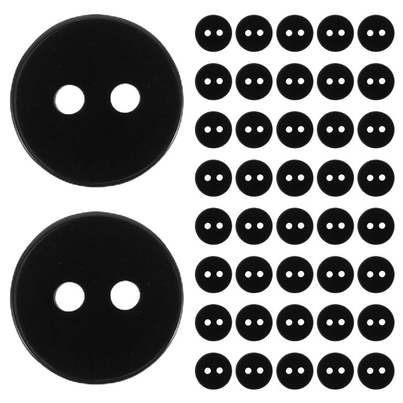 Black Plastic Shirt Buttons 200pcs 11 5mm Flat Round Fasteners For Sewing Apparel Crafting - Image 2