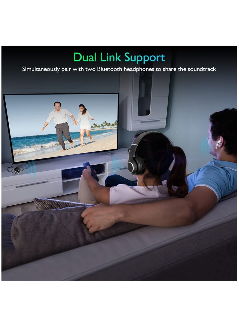 Y&D Bluetooth 5.2 Transmitter Receiver for TV to Wireless Headphones,Speakers, APTX Adaptive,HD,Low Latency 3.5mm AUX Audio Adapter PC ,Car ,Gym, Home Stereo System, 15hrs Playtime, Dual Link  - Image 4