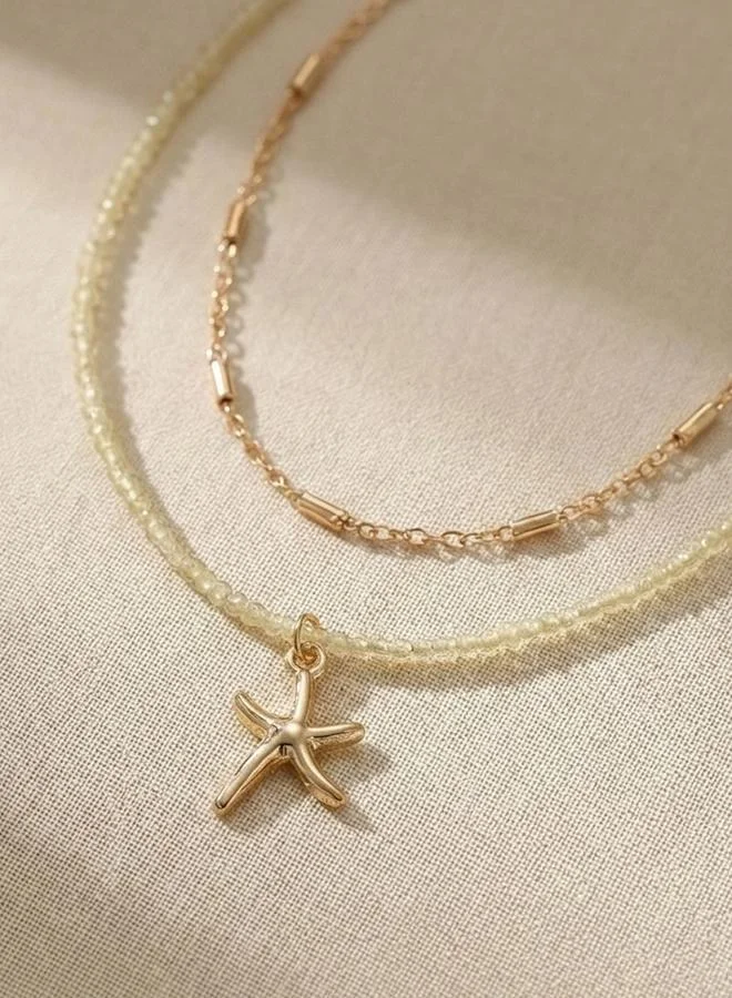 Take Two  Set of 2 - Seed Bead Chain and Starfish Pendant Necklace for Women | Best Price UAE