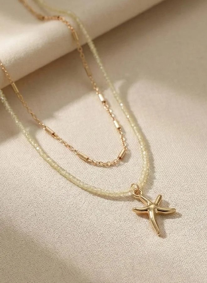 Take Two  Set of 2 - Seed Bead Chain and Starfish Pendant Necklace for Women | Best Price UAE