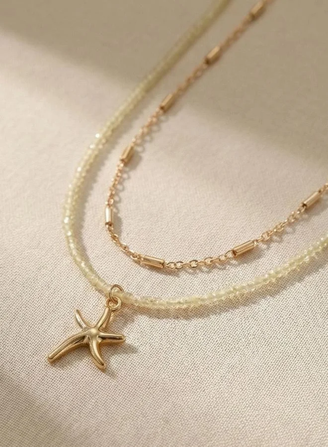Take Two  Set of 2 - Seed Bead Chain and Starfish Pendant Necklace for Women | Best Price UAE