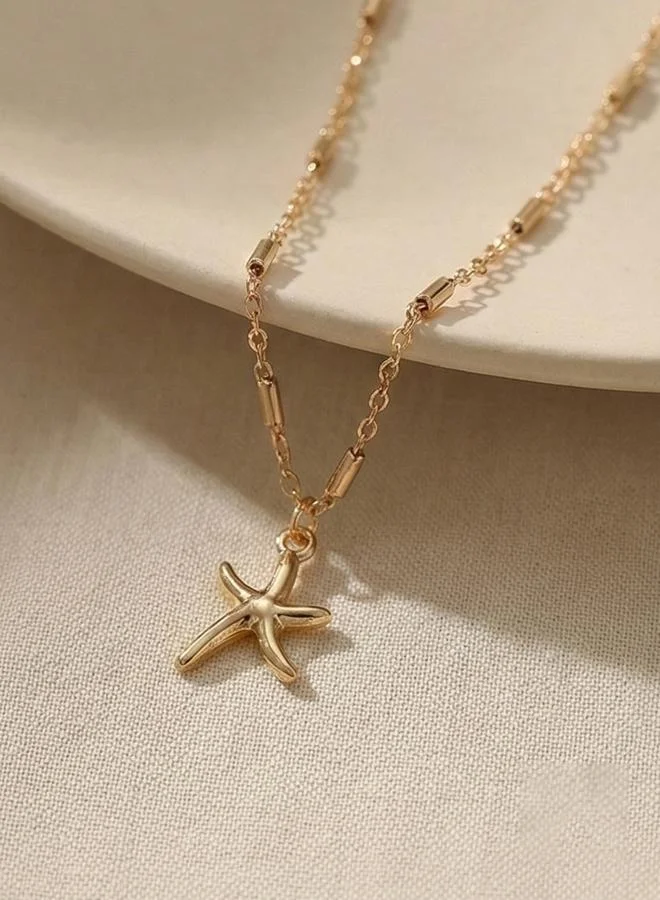 تايك تو Set of 2 - Seed Bead Chain and Starfish Pendant Necklace