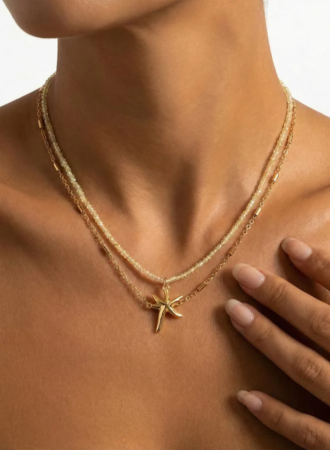 تايك تو Set of 2 - Seed Bead Chain and Starfish Pendant Necklace