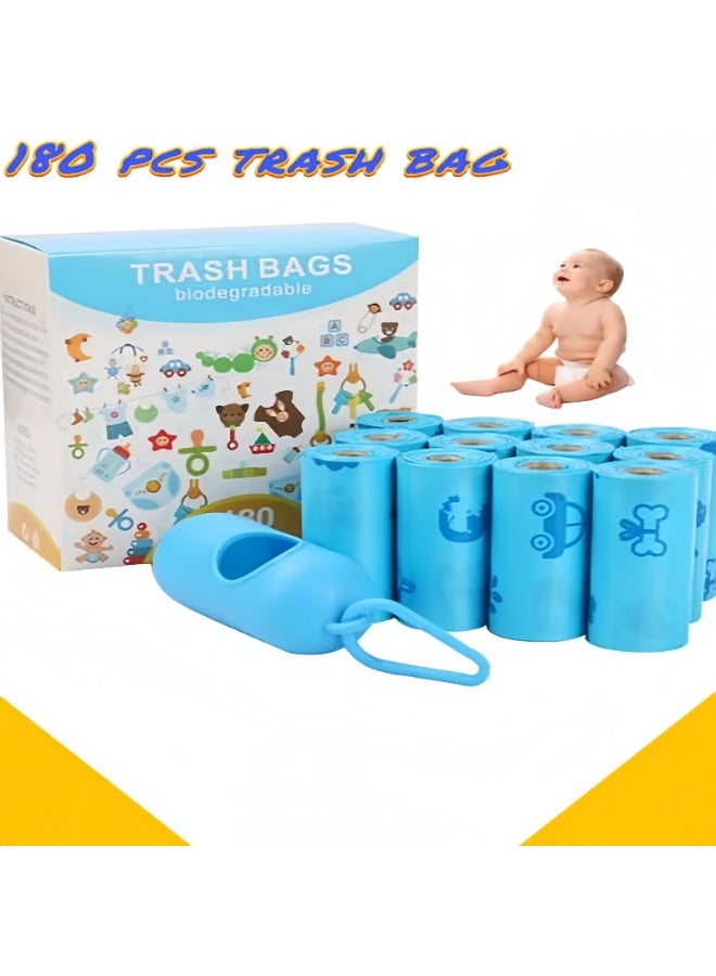 SHENGHUI 12 volumes180 items  Disposable Scented Diaper Bag Refills, Biodegradable Baby Diaper Bag, With Trash Bag Dispenser - Image 1