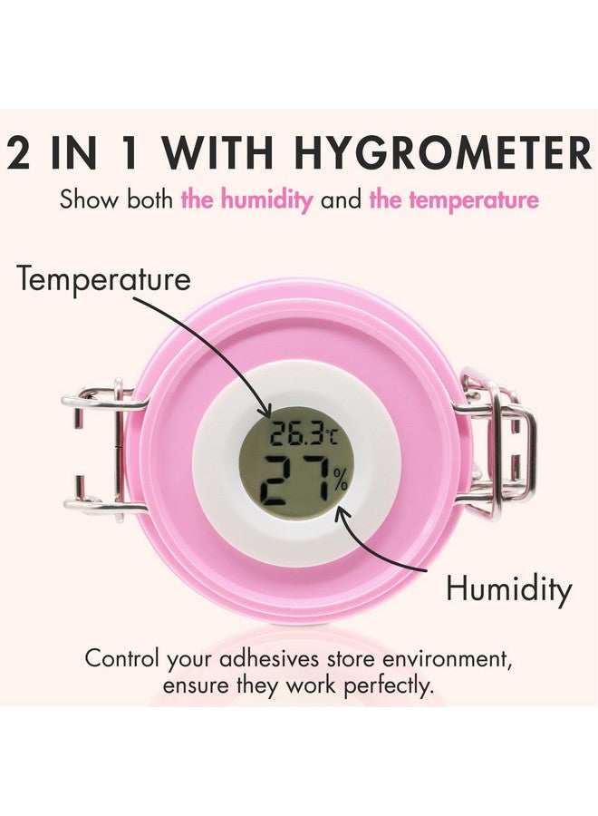 False Lash Glue Storage Tank With Thermometer Adhesive Carbon Sealed Leak-Proof Containers Grafting Eyelash Extension Supplies(Pink)