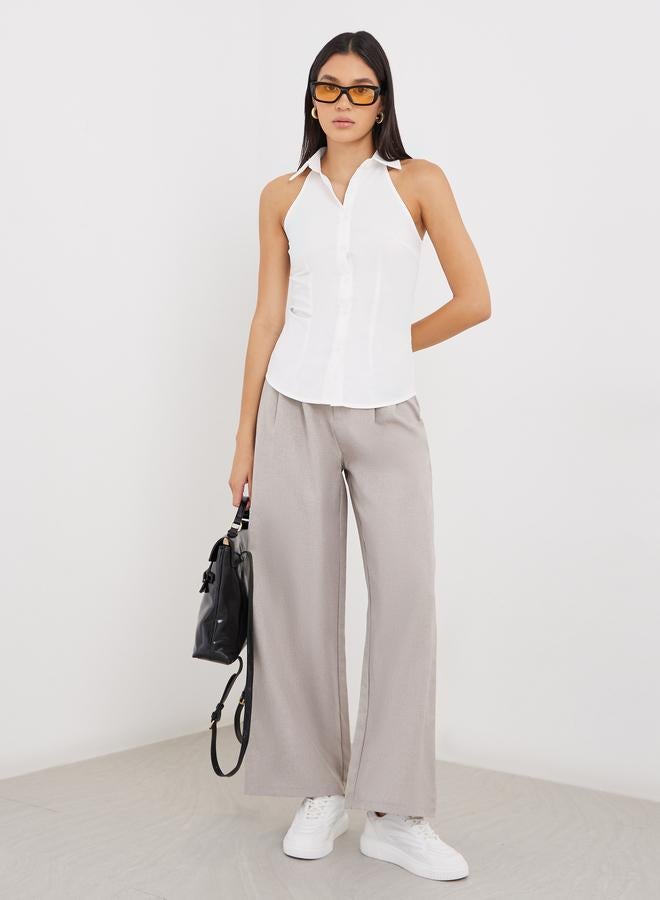 Styli Women White Sleeveless Fitted Shirt - Image 2