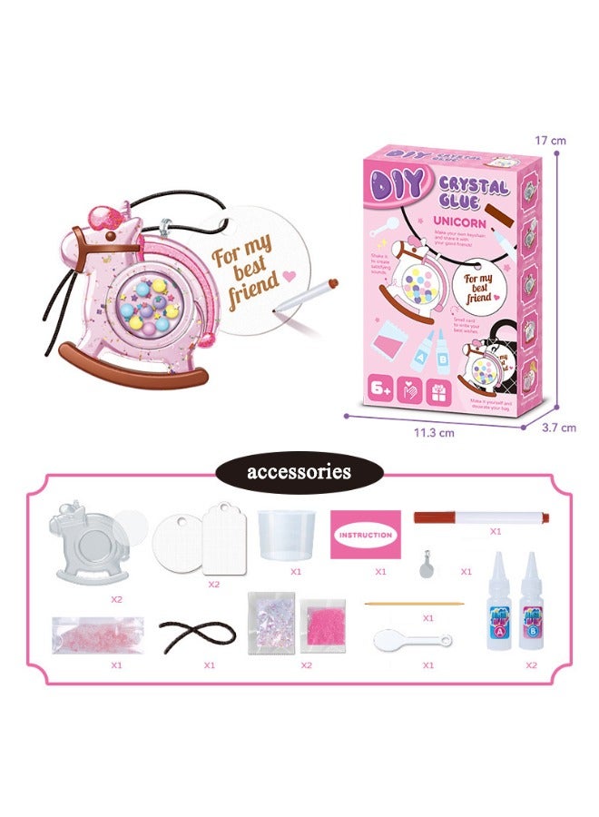 DIY Hard Epoxy Resin Craft Kit - Unicorn Rocking Horse Pendant Toys with Colorful Beads, Stress Relief Shaker, Educational STEM Gift for Kids  Adults, Complete Accessories Included - Image 1