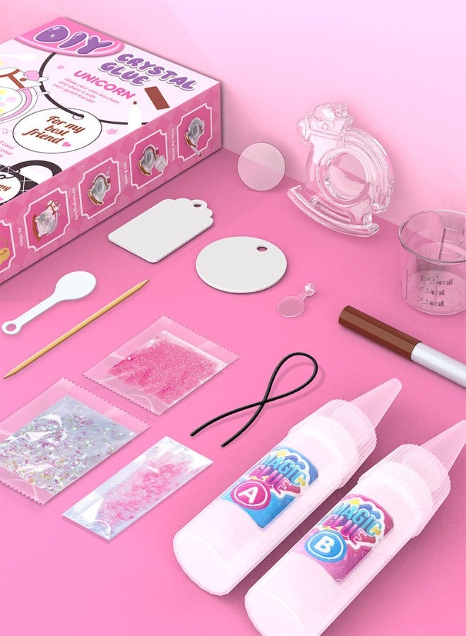 DIY Hard Epoxy Resin Craft Kit - Unicorn Rocking Horse Pendant Toys with Colorful Beads, Stress Relief Shaker, Educational STEM Gift for Kids  Adults, Complete Accessories Included - Image 3