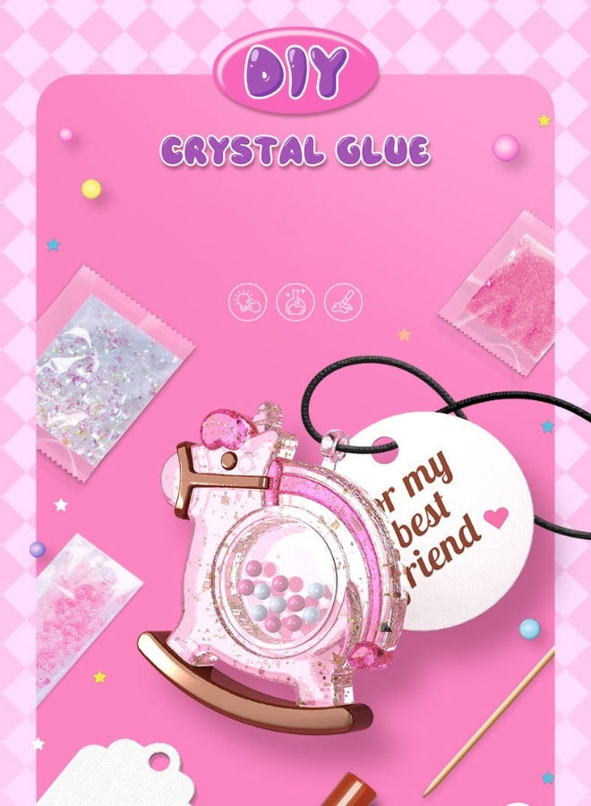 DIY Hard Epoxy Resin Craft Kit - Unicorn Rocking Horse Pendant Toys with Colorful Beads, Stress Relief Shaker, Educational STEM Gift for Kids  Adults, Complete Accessories Included - Image 2