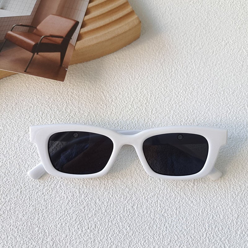 Generic Fashion Small Frame Jelly Tea Sunglasses Womens Online Celebrity Same Style TikTok Little Red Book Sunglasses Drop-Down Hip-Hop Tie-up Glasses White