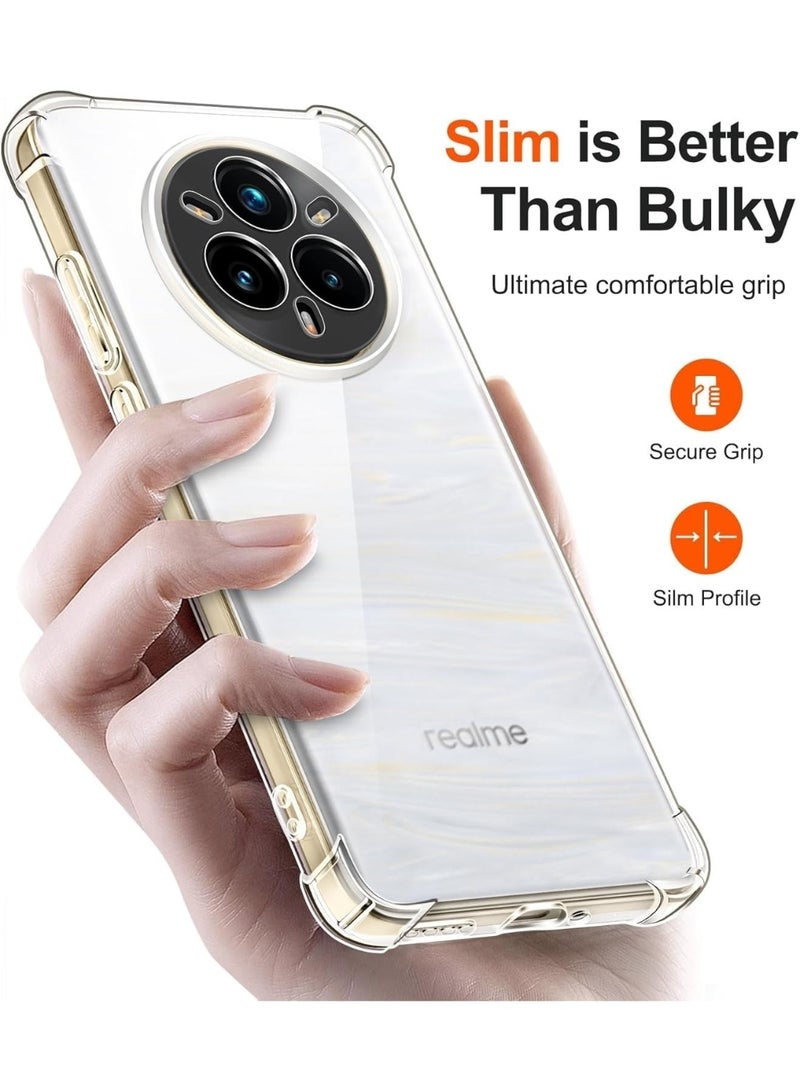 Case Compatible with Realme 14 PRO Plus 5G, Cover Silicone Transparent TPU Gorilla Anti-shock Protector Camera Shockproof Corners - Clear - Image 3