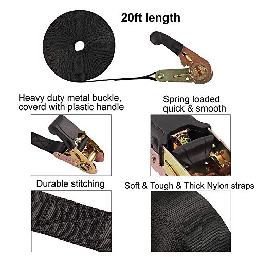 Ayaport Endless Ratchet Tie Down Straps Heavy Duty Cargo Tie Downs, Sturdy Nylon Black Strap Down Ratcheting Securing Straps, Track Spring Fittings, Tie-Down Motorcycles, Trailer Loads, Kayak - Image 3