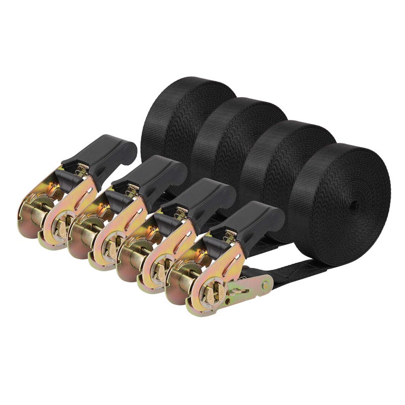 Ayaport Endless Ratchet Tie Down Straps Heavy Duty Cargo Tie Downs, Sturdy Nylon Black Strap Down Ratcheting Securing Straps, Track Spring Fittings, Tie-Down Motorcycles, Trailer Loads, Kayak - Image 2