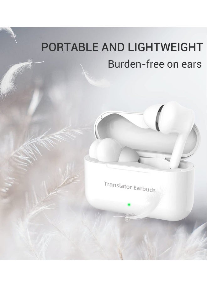 Language Translator Earbuds, Portable Translator Bluetooth Headphones Supports Calls, Music, 144 Languages Online Translation, 5 Translation Modes, Acccents 0.5s Rapid Translation (White) - Image 1