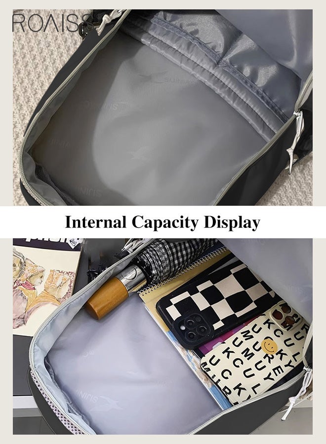 roaiss Large-Capacity Student Backpack Same Style For Men And Women Fashionable And Versatile Waterproof Oxford Cloth Adjustable Shoulder Strap School Bag (With Doll Pendant)  - Image 4