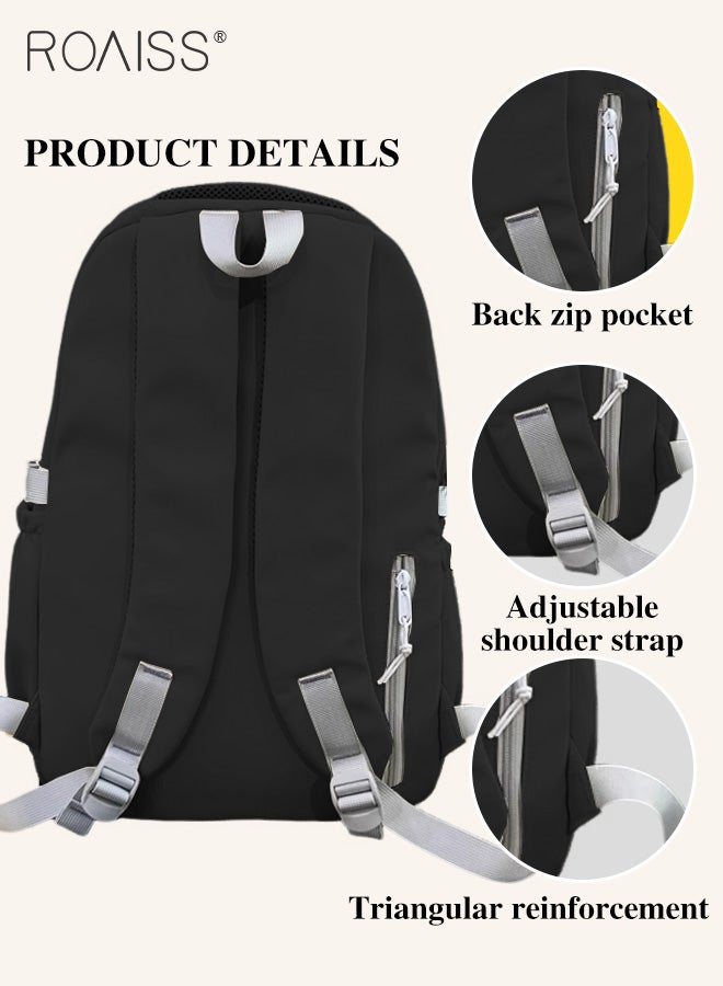 roaiss Large-Capacity Student Backpack Same Style For Men And Women Fashionable And Versatile Waterproof Oxford Cloth Adjustable Shoulder Strap School Bag (With Doll Pendant)  - Image 3