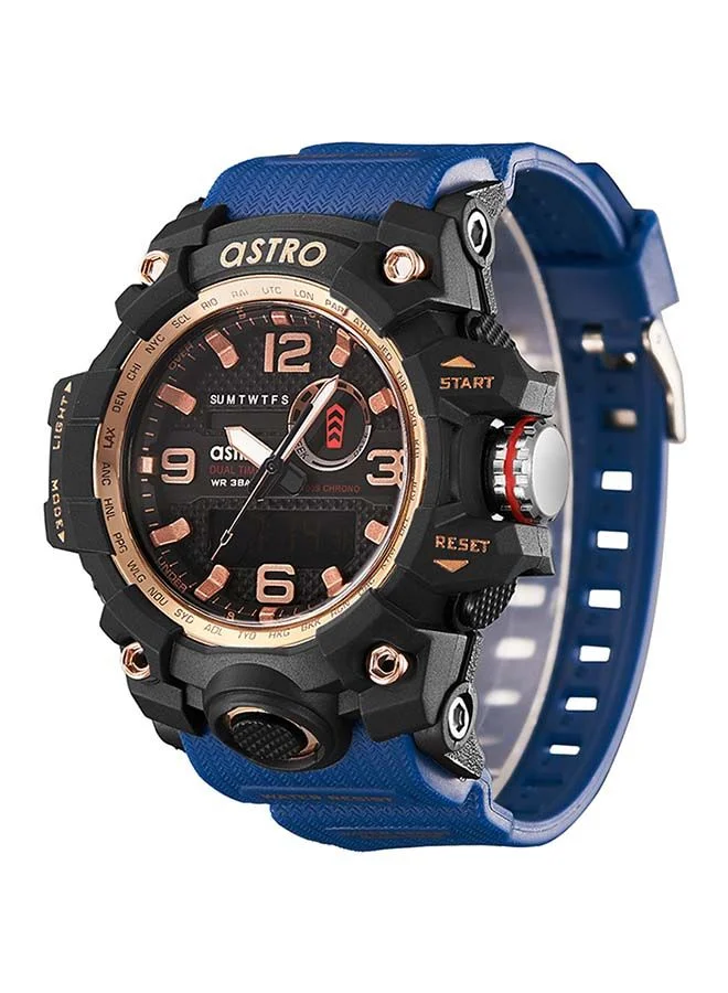 أسترو Astro Men's Watch, Analog-Digital Display and Polyurethane Strap - A22803-PPLBK, Blue