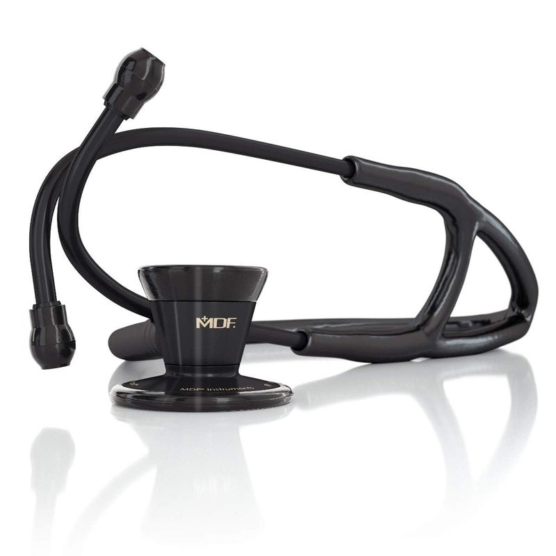MDF Instruments, ProCardial Cardiology Stethoscope, Stainless Steel, Adult, Dual Head, Black Tube, Black Chestpiece-Headset, MDF797BO