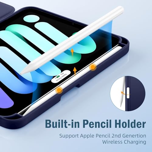 Printme Case for iPad mini 7 A17 Pro 8.3-inch 2024, iPad mini 6th Generation Case, Slim Hard Back Folio Cover Support Touch ID & Apple Pencil Charging, Auto Wake/Sleep (Blue) - Image 3