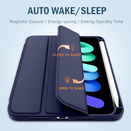 Printme Case for iPad mini 7 A17 Pro 8.3-inch 2024, iPad mini 6th Generation Case, Slim Hard Back Folio Cover Support Touch ID & Apple Pencil Charging, Auto Wake/Sleep (Blue) - Image 4