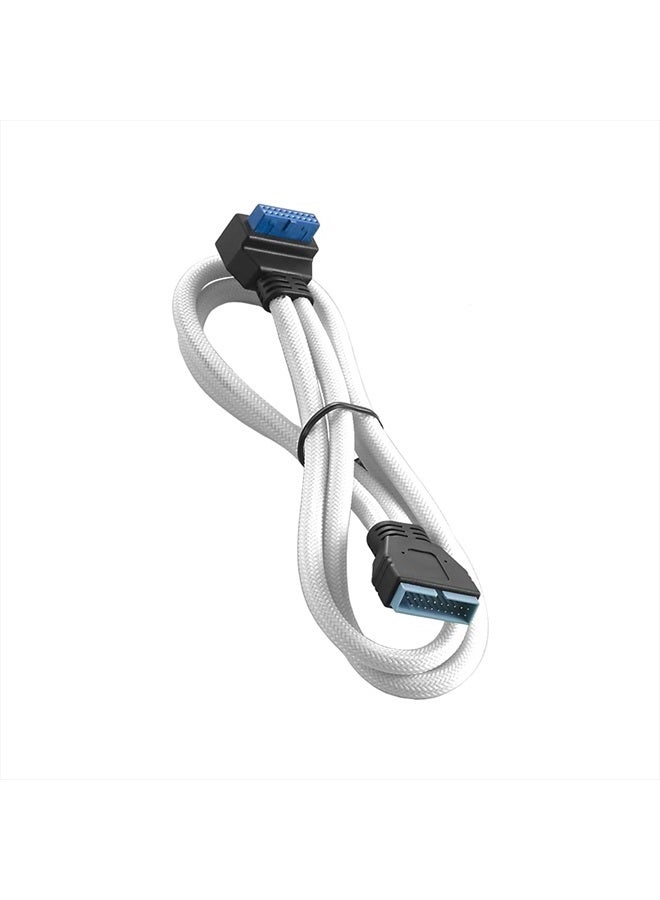 CableMod كابل USB 3.0 داخلي بزاوية صحيحة مع غلاف مود مِش (أبيض، 50 سم) - Image 1