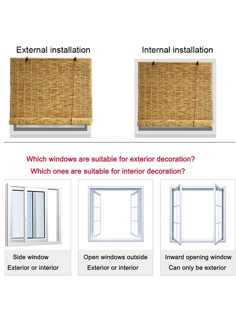 LINGWEI Bamboo Roller Blinds 100x200cm & 120x200 cm Privacy Window Shades Retro Bamboo Reed Blinds - Image 4