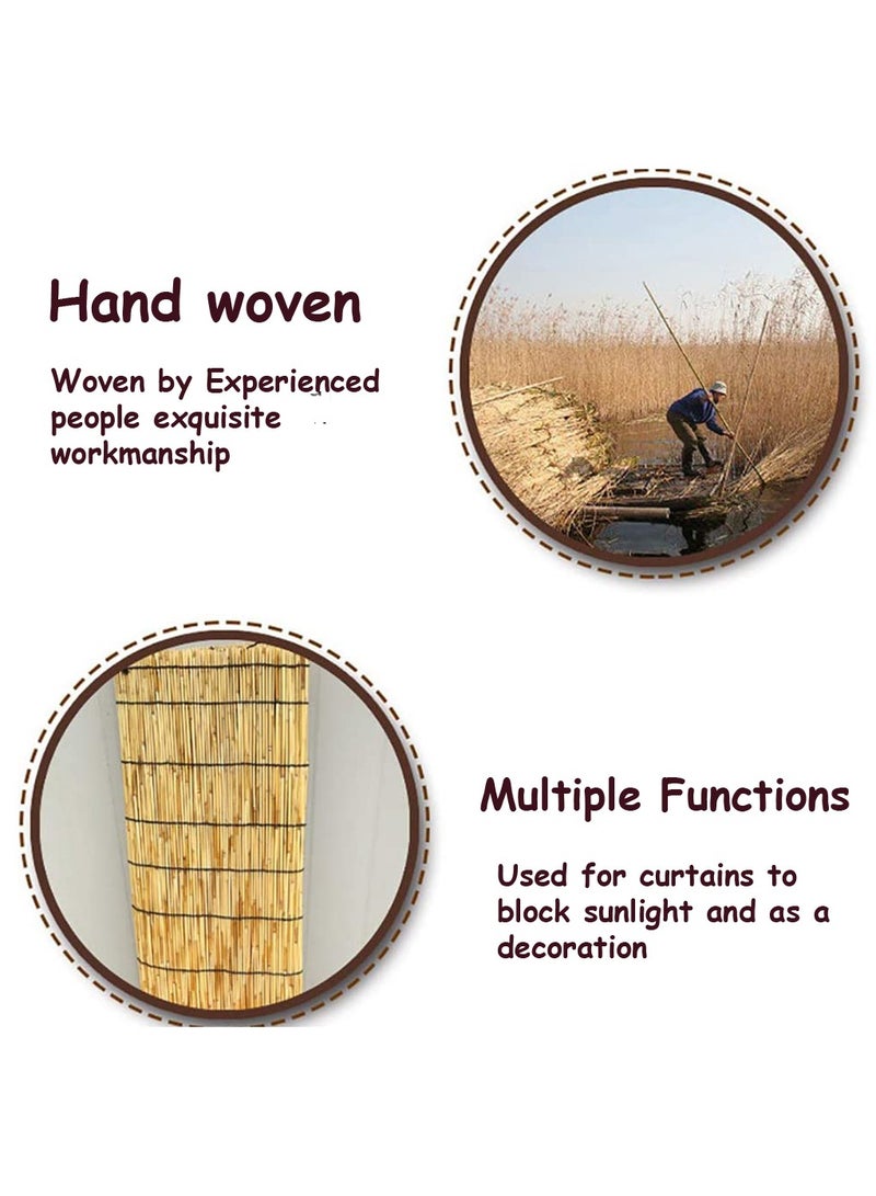 LINGWEI Bamboo Roller Blinds 100x200cm & 120x200 cm Privacy Window Shades Retro Bamboo Reed Blinds - Image 5