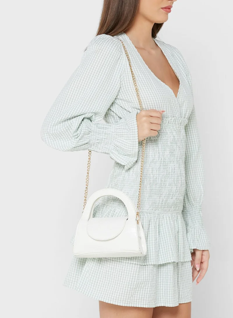 ELLA Croc Effect Circular Satchel Bag
