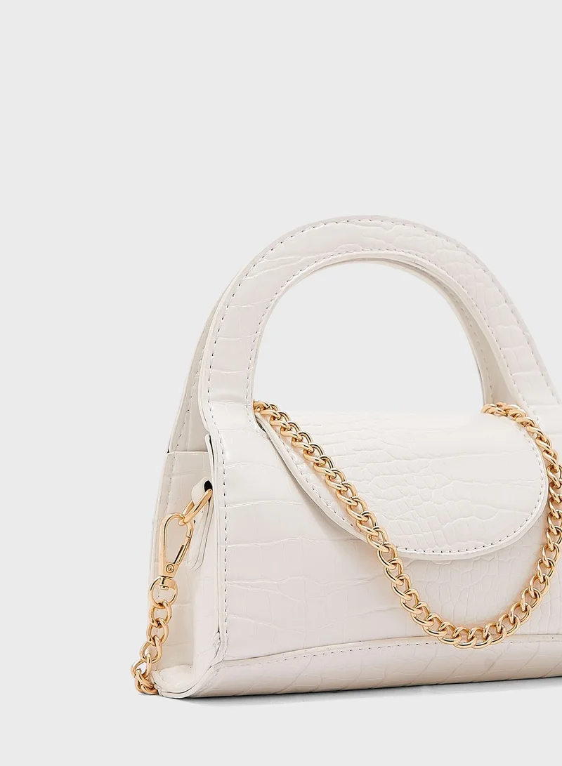ELLA Croc Effect Circular Satchel Bag