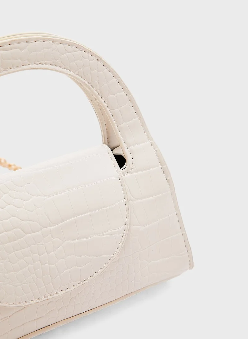 ELLA Croc Effect Circular Satchel Bag