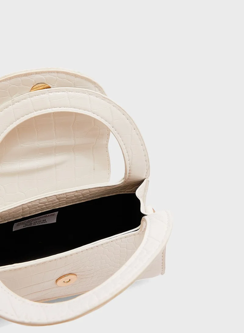 ELLA Croc Effect Circular Satchel Bag