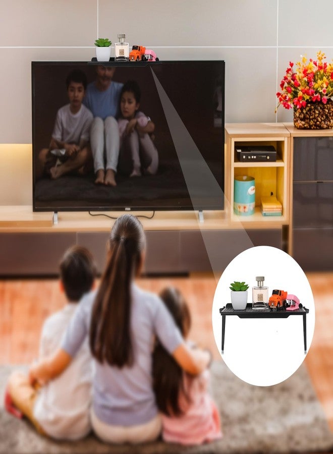 wutfuooo 6 Pieces TV Top Screen Shelf Adjustable Monitor Top Shelf Plastic TV Video Game Storage Game Console Black Router Stand Audio Video Shelving for Media Boxes Router(11.8 x 4.5 inch) - Image 5