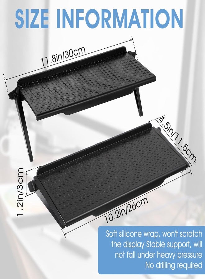 wutfuooo 6 Pieces TV Top Screen Shelf Adjustable Monitor Top Shelf Plastic TV Video Game Storage Game Console Black Router Stand Audio Video Shelving for Media Boxes Router(11.8 x 4.5 inch) - Image 2