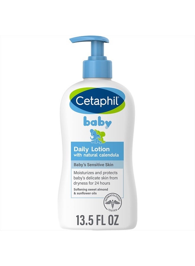 Cetaphil Baby Daily Lotion with Organic Calendula, NEW 13.5 fl oz, Mother's Day Gifts, Vitamin E, Sweet Almond & Sunflower Oils, Dermatologist Tested, Clinically Proven for Sensitive Skin - Image 1