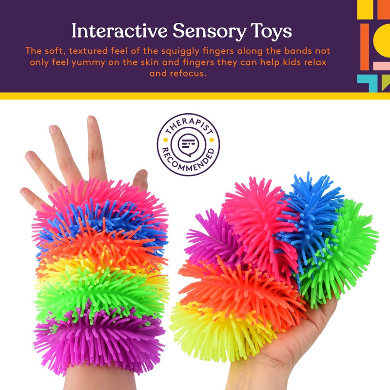 Special Supplies أساور فuzzy Squishy الخاصة للأطفال، 6 قطع، ألعاب حسية مرنة وقابلة للتمدد، لمسة سيليكون متعرجة، أساور ملونة ومشرقة - Image 4