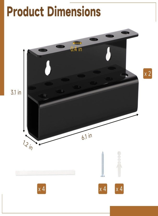 NIMBLOOM 2 PCS Black Acrylic Dart Holders, Wall Mounted Dart Rack for 6 Each, Wall Darts Storage and Display Shelf with Screws & Dual-Sided Adhesive Pads for Steel Tip and Soft Tip Darts - Image 4