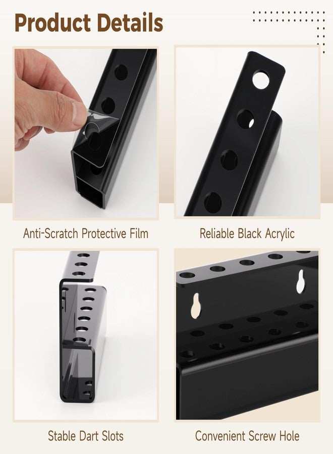 NIMBLOOM 2 PCS Black Acrylic Dart Holders, Wall Mounted Dart Rack for 6 Each, Wall Darts Storage and Display Shelf with Screws & Dual-Sided Adhesive Pads for Steel Tip and Soft Tip Darts - Image 3