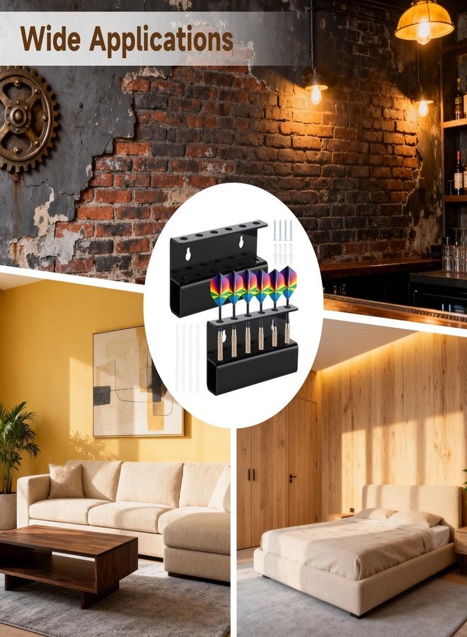 NIMBLOOM 2 PCS Black Acrylic Dart Holders, Wall Mounted Dart Rack for 6 Each, Wall Darts Storage and Display Shelf with Screws & Dual-Sided Adhesive Pads for Steel Tip and Soft Tip Darts - Image 5