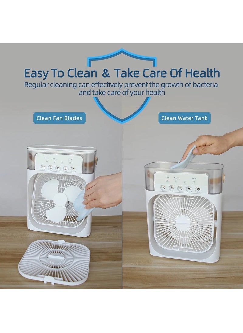 Zoom Plus Zoom Plus Portable Air Conditioner Fan,USB Personal Evaporative Air Cooler,Mini Humidifier Misting Fan with LED Light,3 Wind Speeds and 5 Spray Modes For Home Appliances  - Image 3