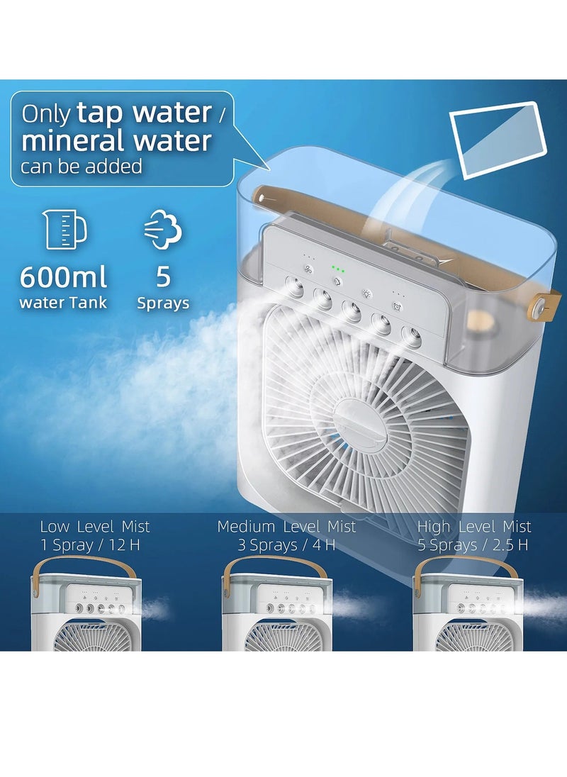 Zoom Plus Zoom Plus Portable Air Conditioner Fan,USB Personal Evaporative Air Cooler,Mini Humidifier Misting Fan with LED Light,3 Wind Speeds and 5 Spray Modes For Home Appliances  - Image 4