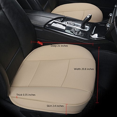 EDEALYN Luxury PU Leather Car Seat Cover Protector Front Car Seat Cover Seat Bottom Cover Single Seat Cover-Compatible with 90% Vehicles (Width 20.8× Deep21 × Thick 0.2 inch) (Beige) - Image 2