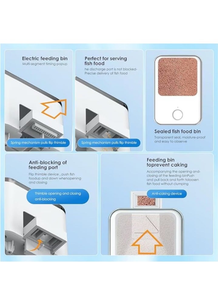 موزع طعام أسماك بلوتوث أوتوماتيكي للحوض، موزع طعام لحوض السمك مع التحكم بالتطبيق، يعمل بالطاقة عبر USB لحوض الأسماك الصغير، طعام حبيبي، مغذيات إلكترونية للحيوانات، أبيض - Image 4