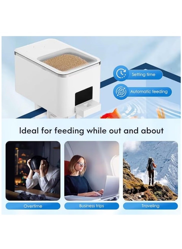 موزع طعام أسماك بلوتوث أوتوماتيكي للحوض، موزع طعام لحوض السمك مع التحكم بالتطبيق، يعمل بالطاقة عبر USB لحوض الأسماك الصغير، طعام حبيبي، مغذيات إلكترونية للحيوانات، أبيض - Image 5