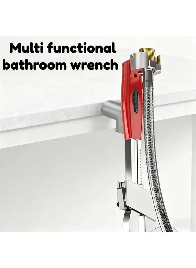 4 قطع مفتاح حمام معدني متعدد الوظائف باللون الأحمر مع مفتاح قابل للتعديل - Image 5