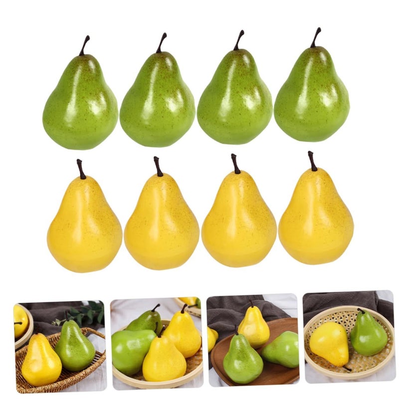 Unomor 8 Pieces Decorative Realistic Pear Artificial Fruit for Home Table Centerpiece Photo Prop Faux Fruit Educational Use - Image 3