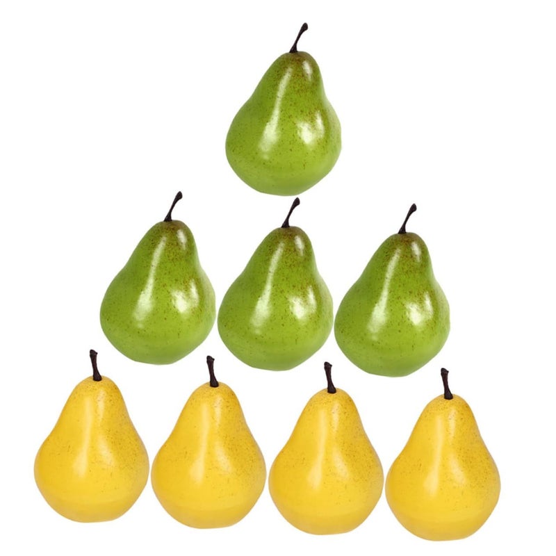 Unomor 8 Pieces Decorative Realistic Pear Artificial Fruit for Home Table Centerpiece Photo Prop Faux Fruit Educational Use - Image 2