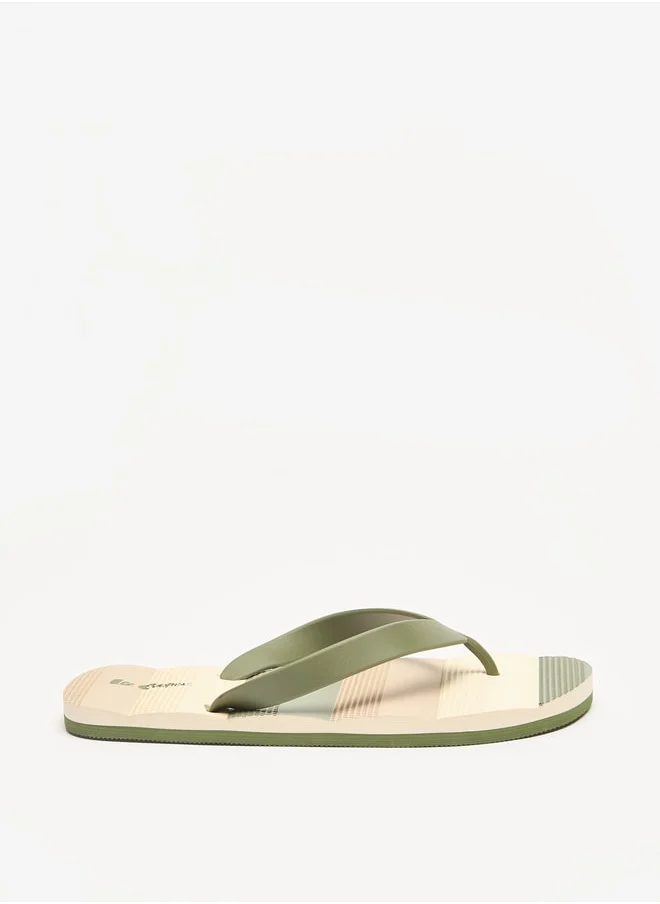 لي كوبر Men's Striped Slip-On Thong Slippers