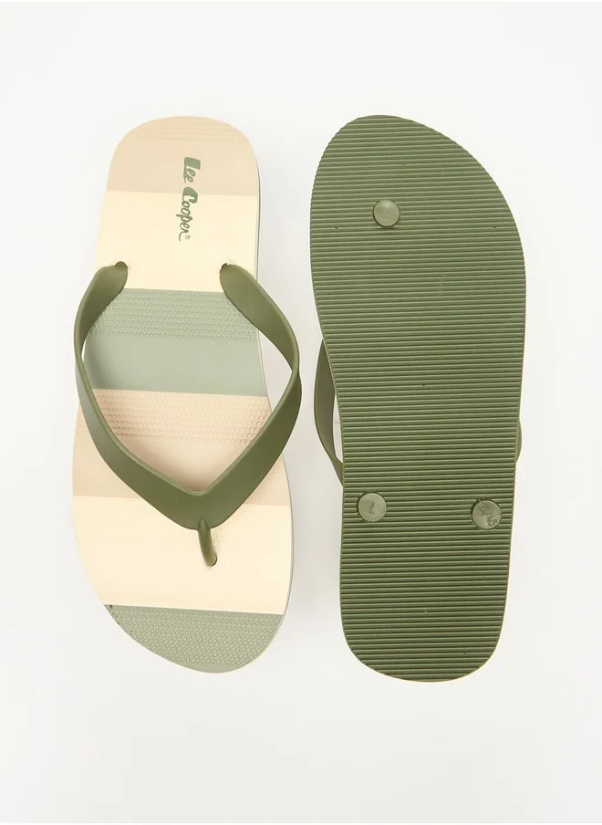 لي كوبر Men's Striped Slip-On Thong Slippers