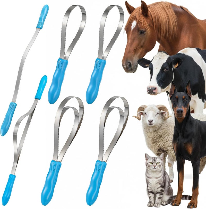 ZENFUN 6 Pc Dual-Sided Dog Shedding Blade, Stainless Steel Grooming Tool for Horse, Cattle, Sheep with Comfort Grip, Curry Deshedder De-Shedding Tool for All Dogs Coat Types (Single Loop Double Loops) - Image 1
